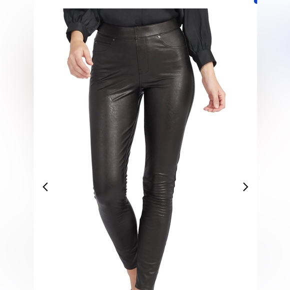 Spanx by Sara Blakely women’s Leather-Like Ankle Skinny Noir black Pants size M - Picture 1 of 12